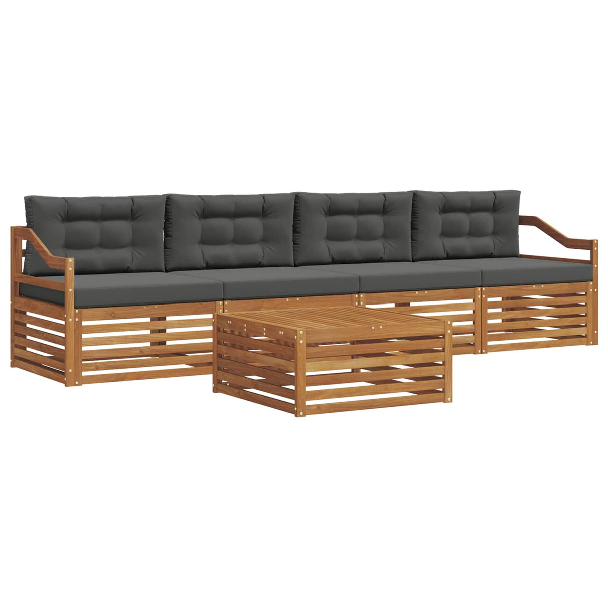Outdoor Sofa Set 5 pcs Natural and Anthracite