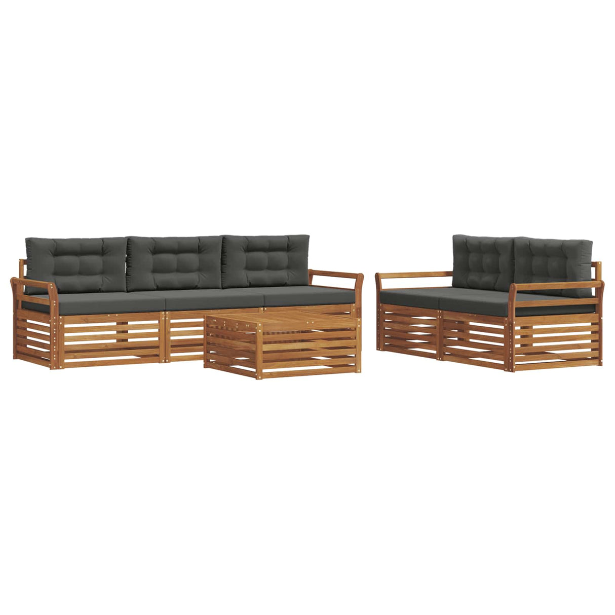 Outdoor Sofa Set with Cushion 6 pcs Natural and Anthracite