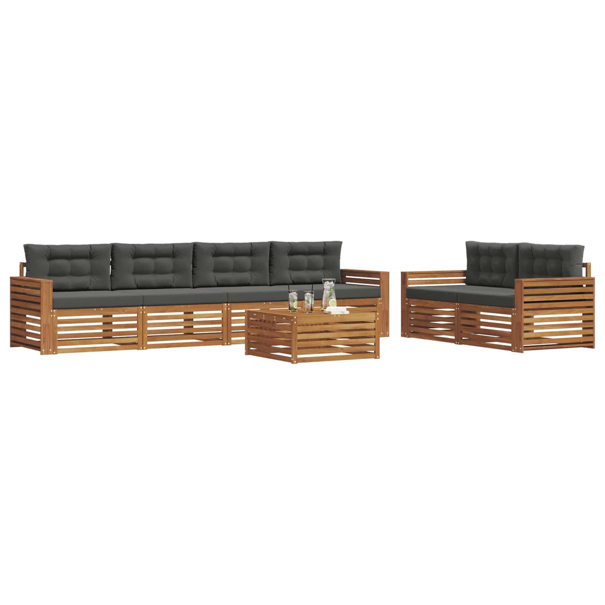 Outdoor Sofa Set with Cushion 7 pcs Natural and Anthracite