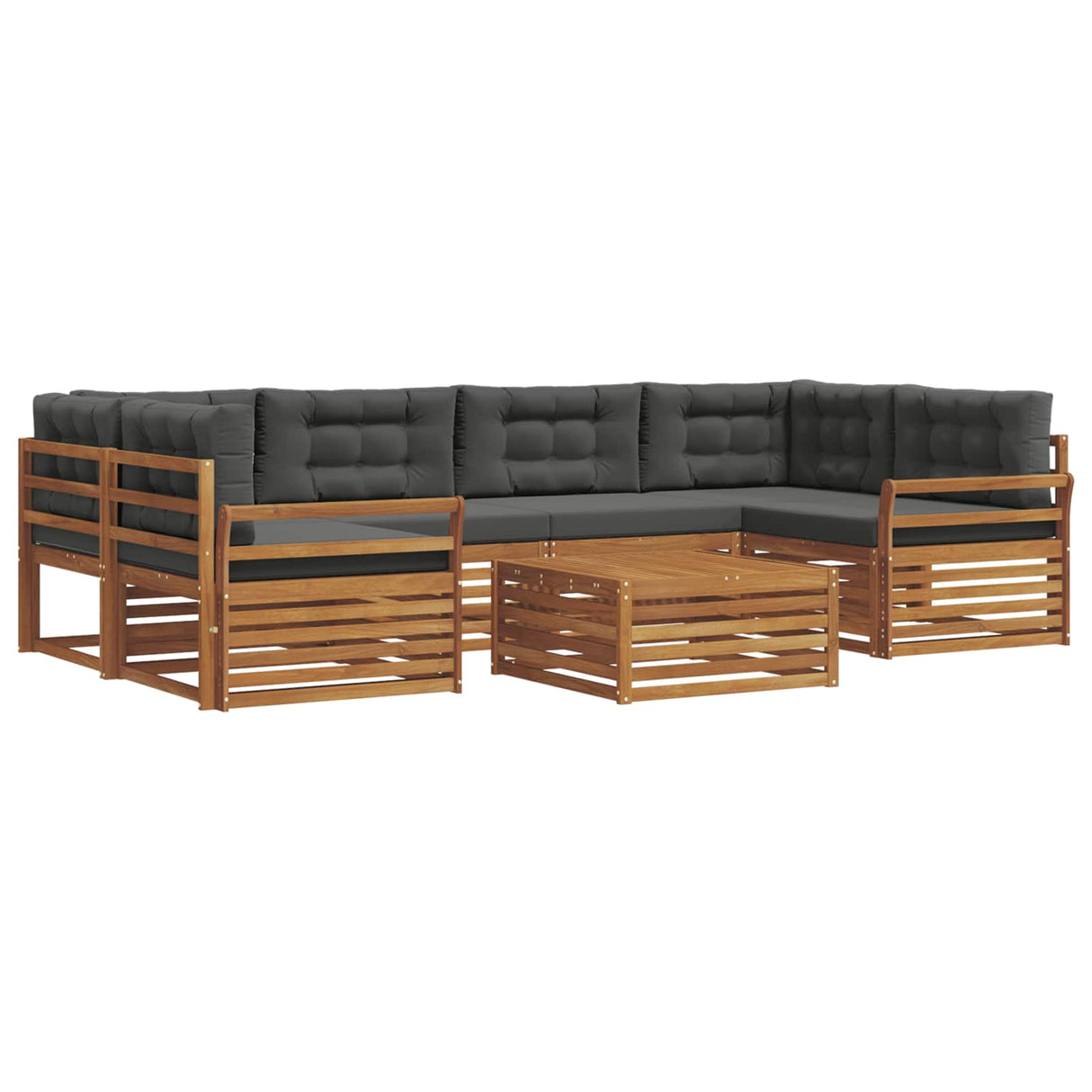 Outdoor Sofa Set with Cushion 7 pcs Natural and Anthracite