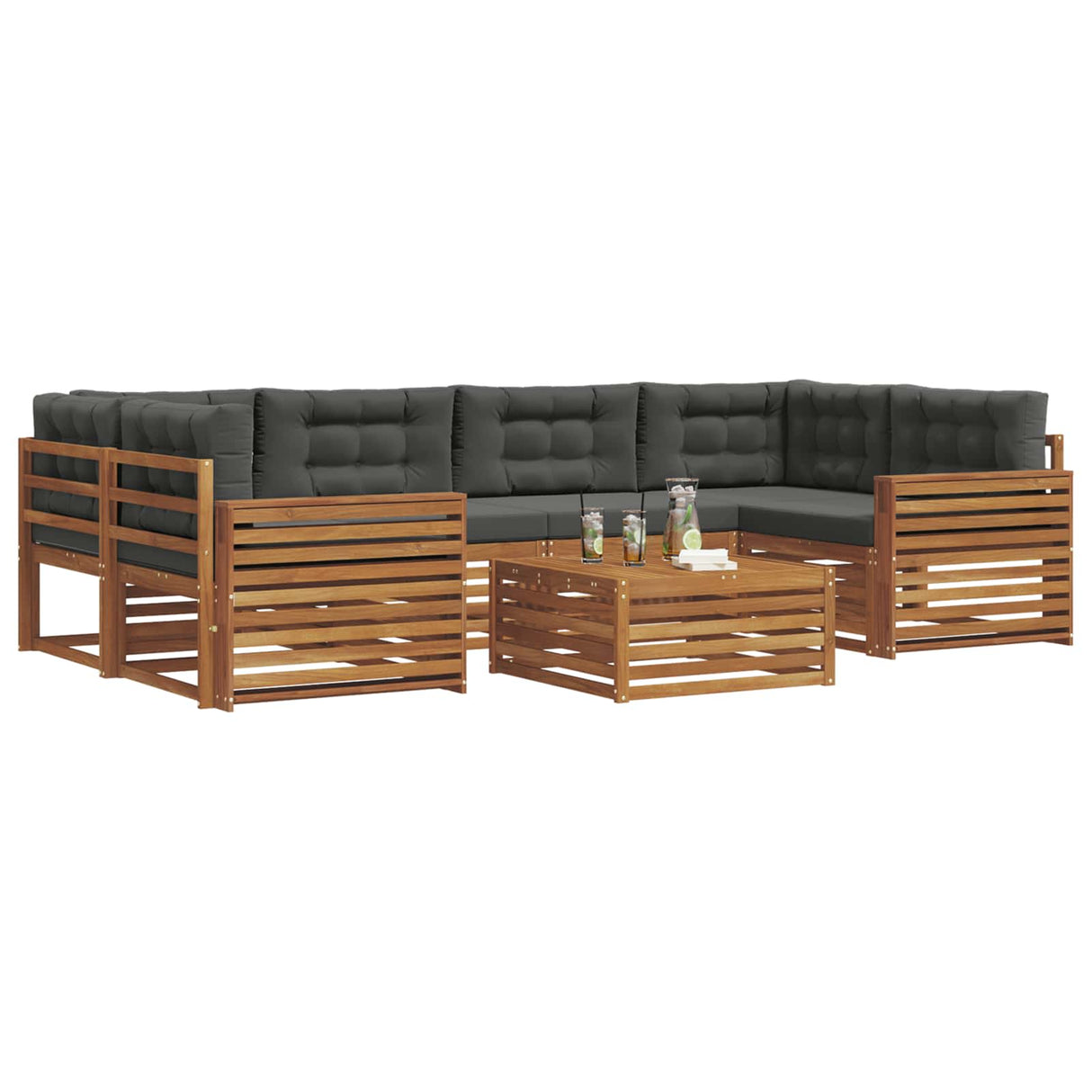 Outdoor Sofa Set 7 pcs Natural and Anthracite