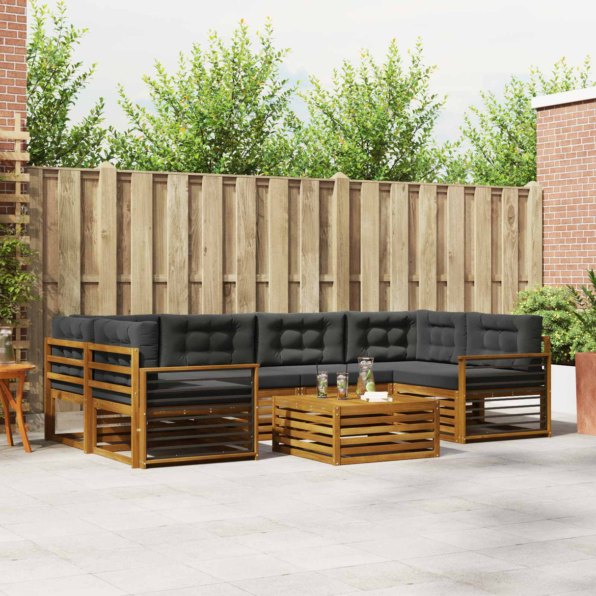 Outdoor Sofa Set 7 pcs Natural and Anthracite