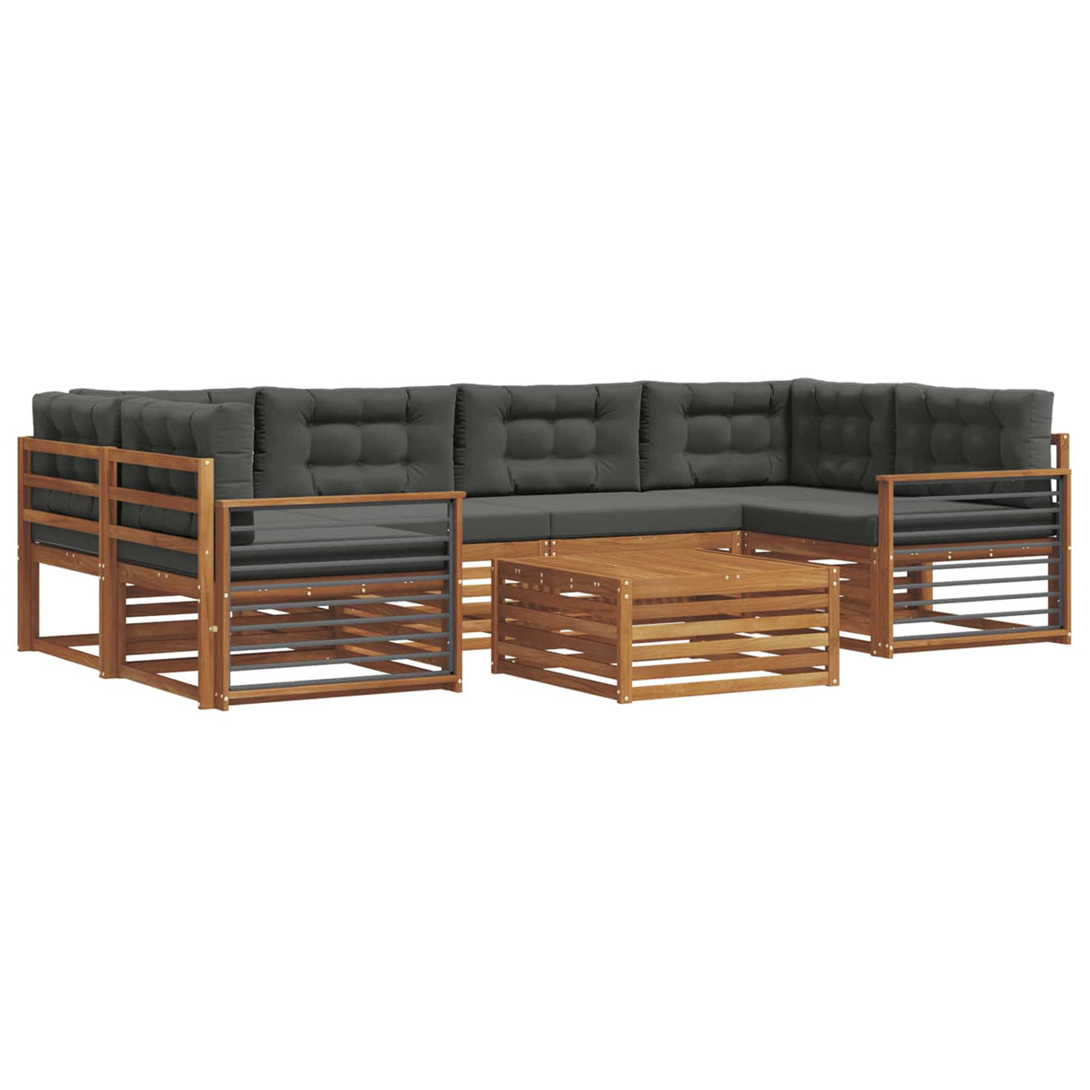 Outdoor Sofa Set with Cushion 7 pcs Natural and Anthracite