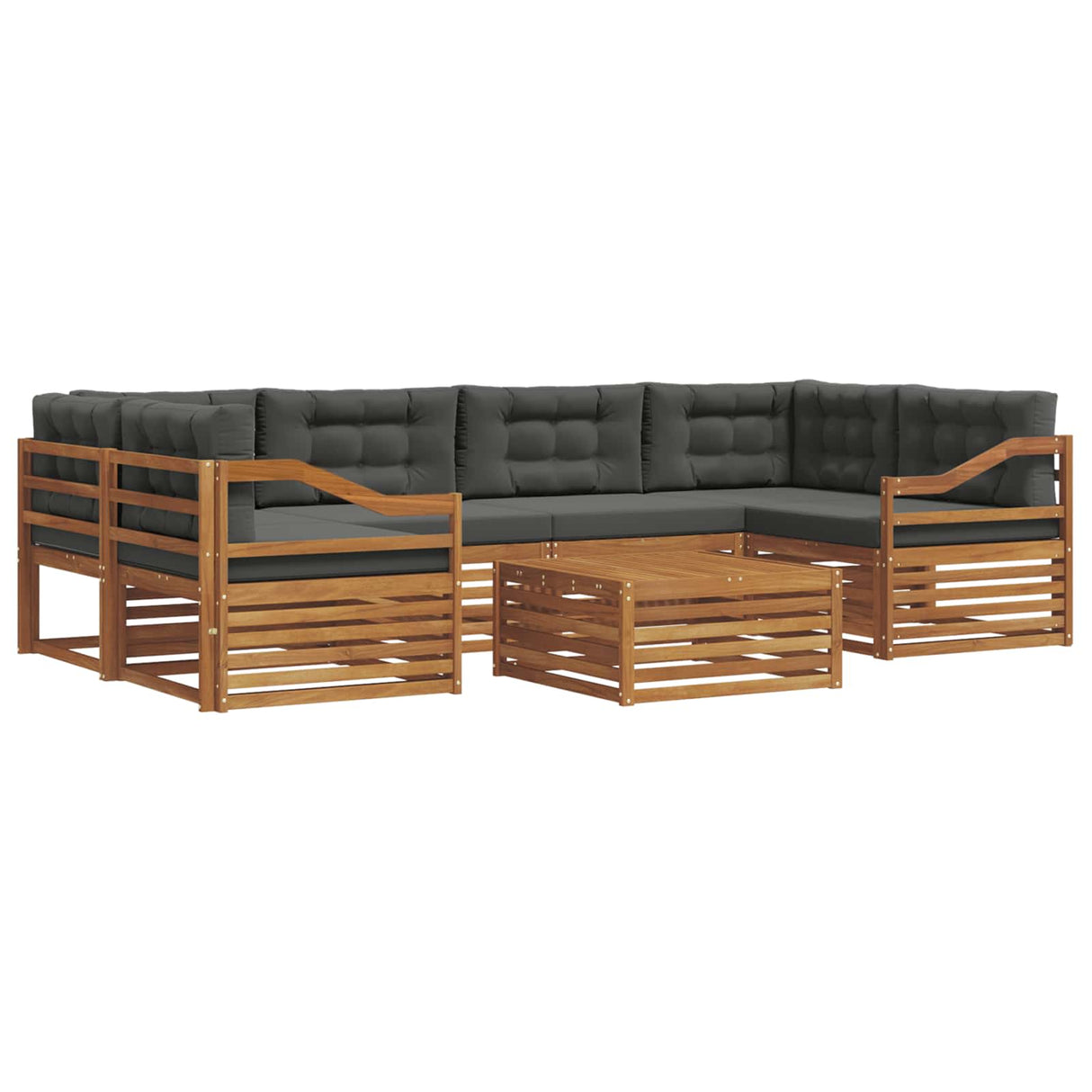 Outdoor Sofa Set with Cushion 7 pcs Natural and Anthracite