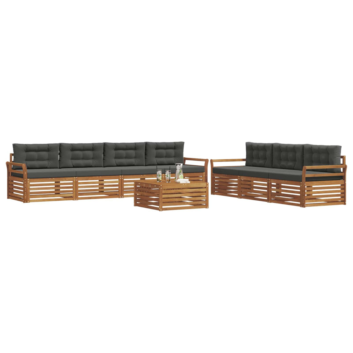 Outdoor Sofa Set 8 pcs Natural and Anthracite