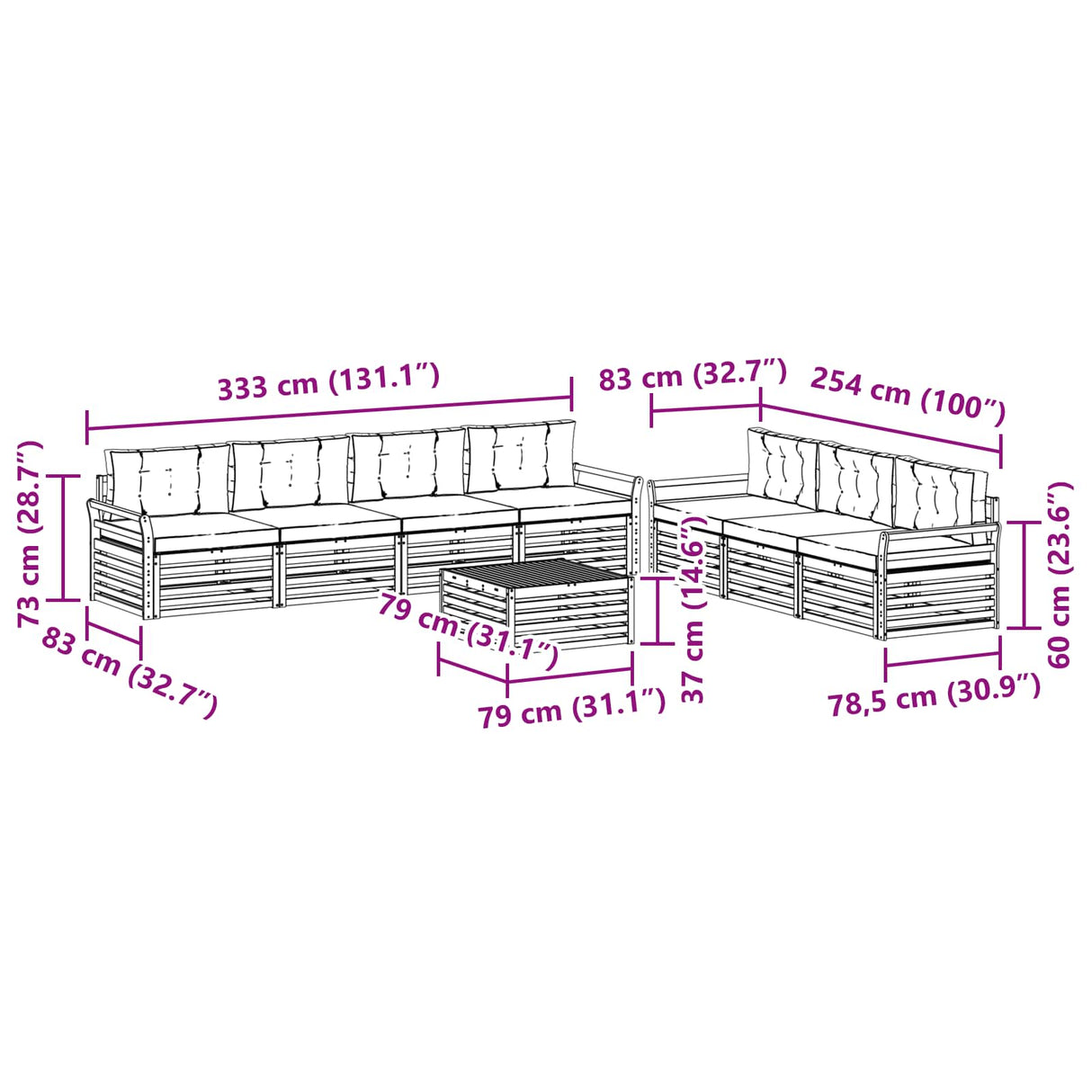 Outdoor Sofa Set with Cushion 8 pcs Natural and Anthracite