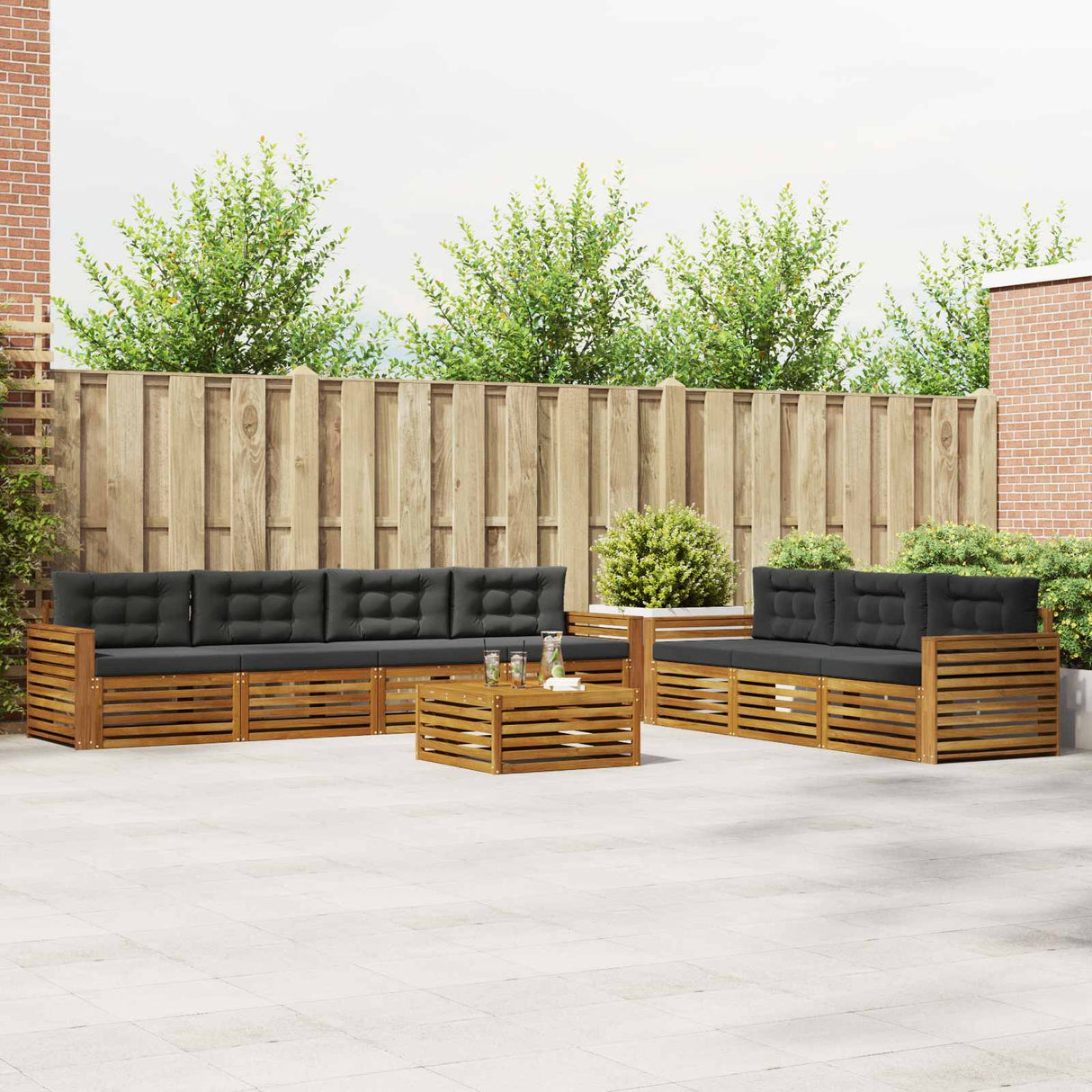 Outdoor Sofa Set 8 pcs Natural and Anthracite