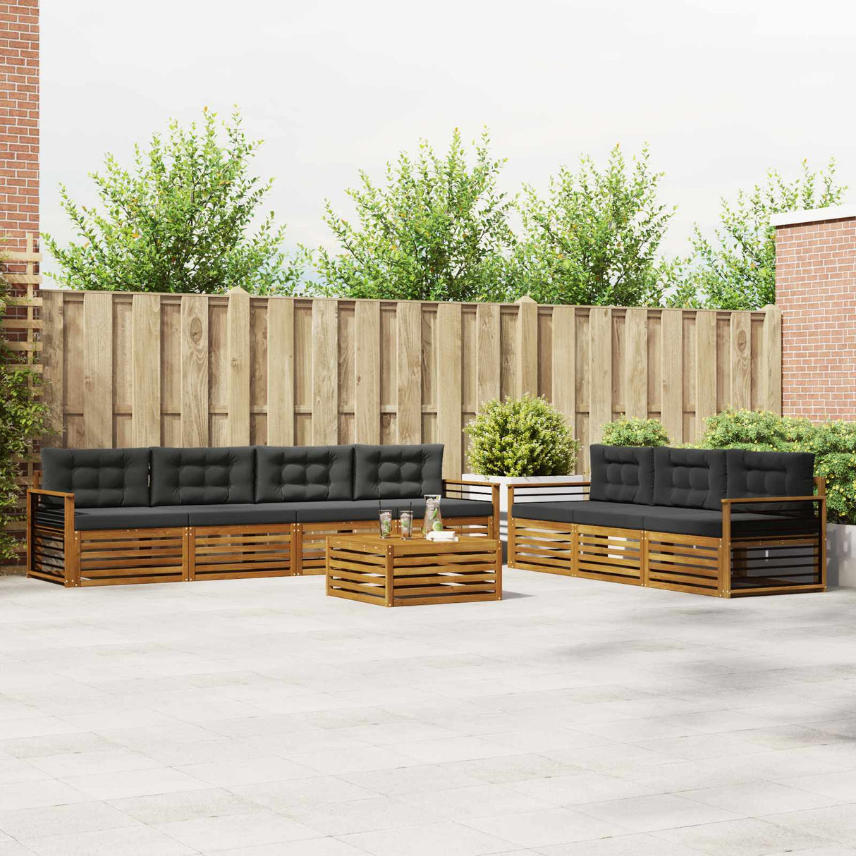 Outdoor Sofa Set 8 pcs Natural and Anthracite