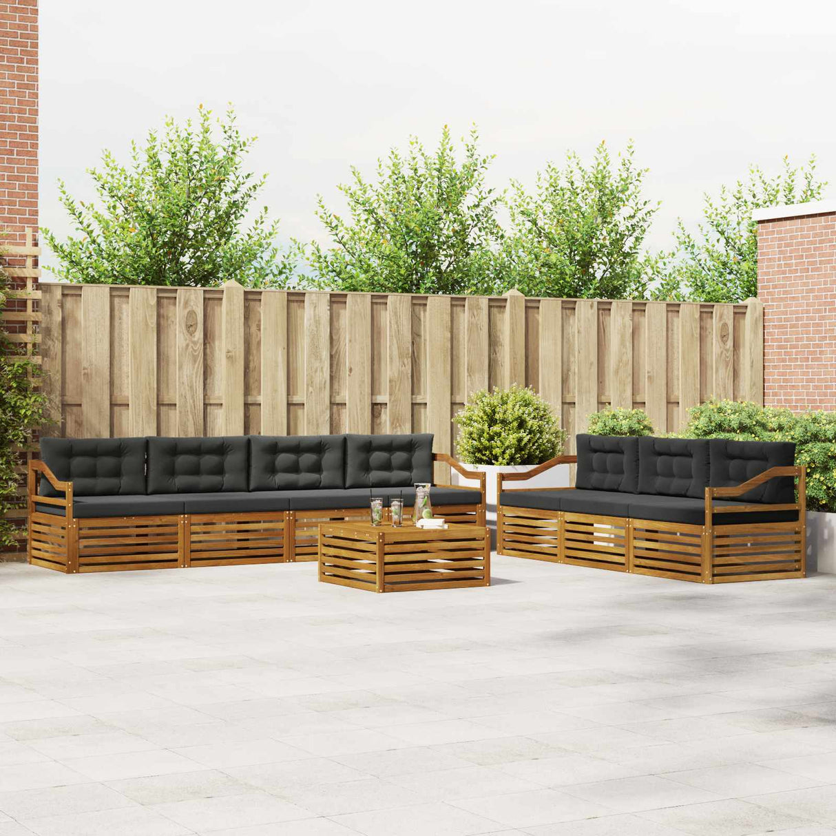 Outdoor Sofa Set with Cushion 8 pcs Natural and Anthracite