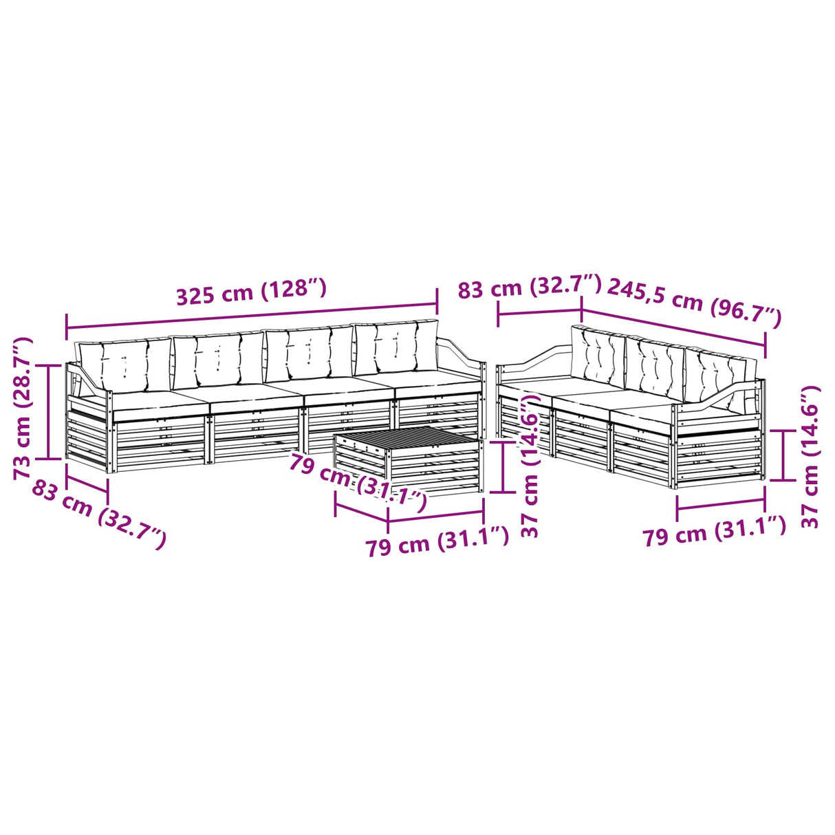 Outdoor Sofa Set 8 pcs Natural and Anthracite