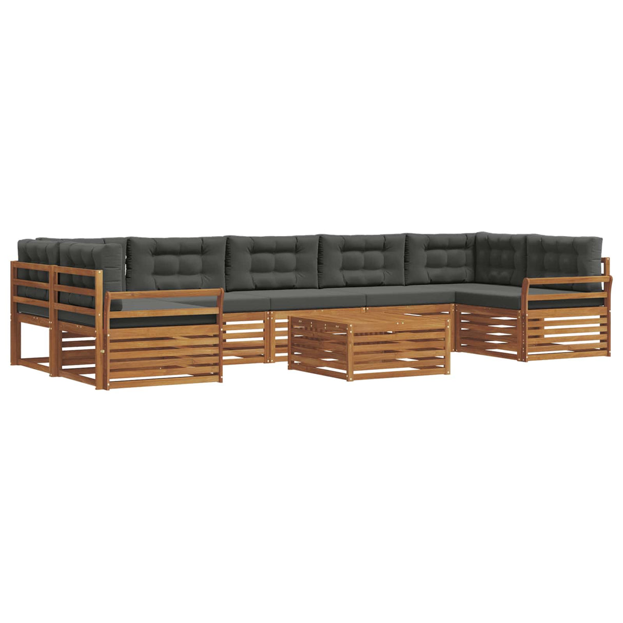 Outdoor Sofa Set with Cushion 8 pcs Natural and Anthracite