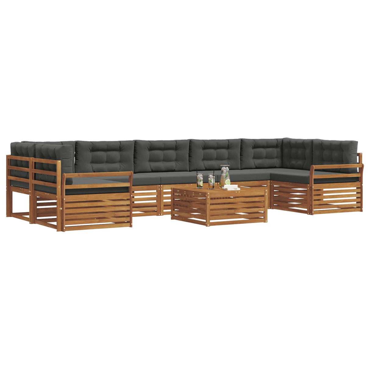 Outdoor Sofa Set with Cushion 8 pcs Natural and Anthracite