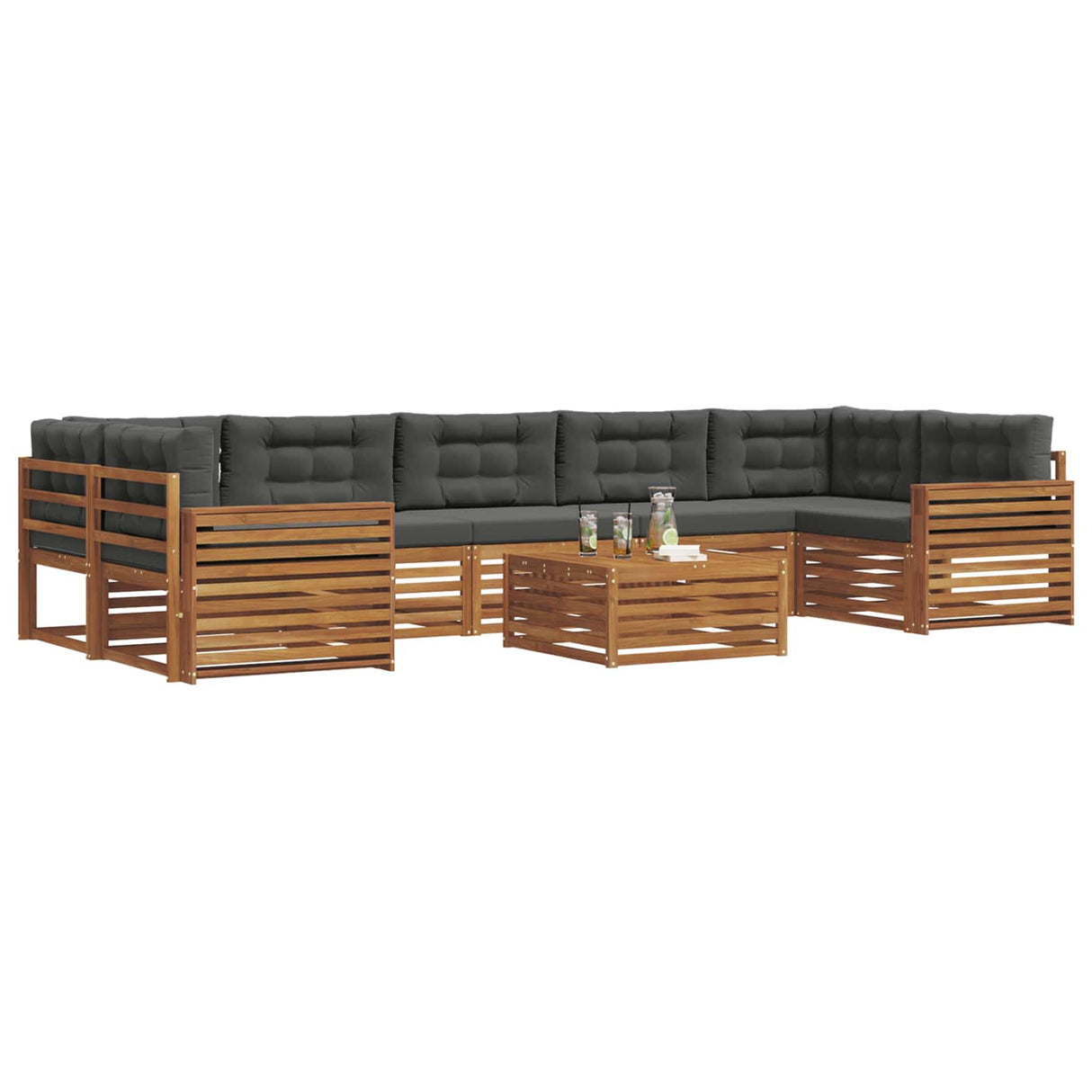 Outdoor Sofa Set 8 pcs Natural and Anthracite