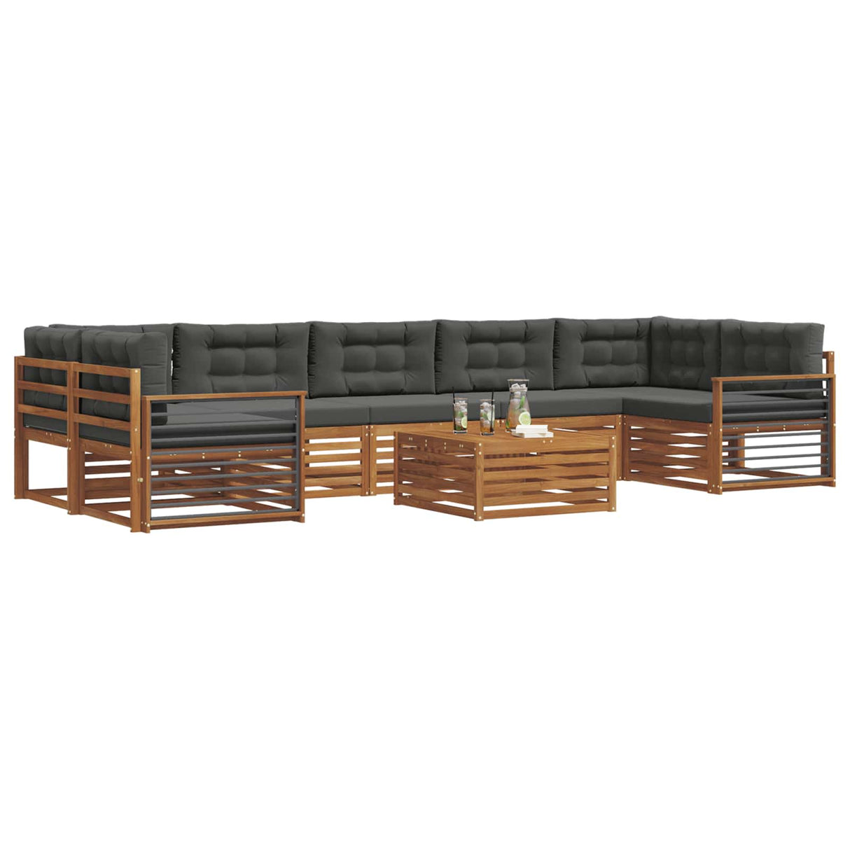 Outdoor Sofa Set with Cushion 8 pcs Natural and Anthracite
