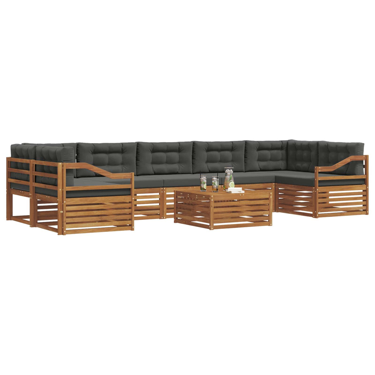 Outdoor Sofa Set with Cushion 8 pcs Natural and Anthracite