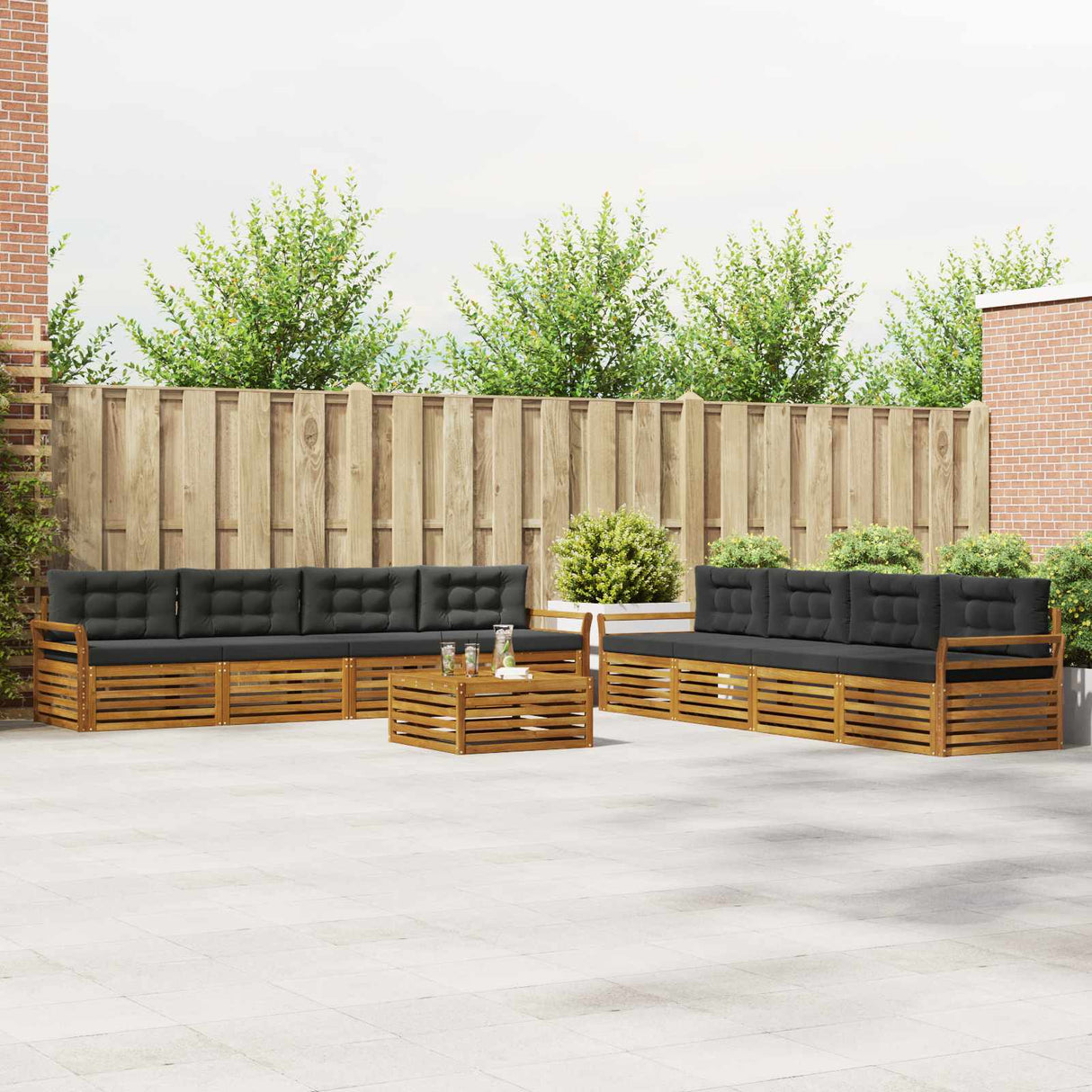 Outdoor Sofa Set 9 pcs Natural and Anthracite