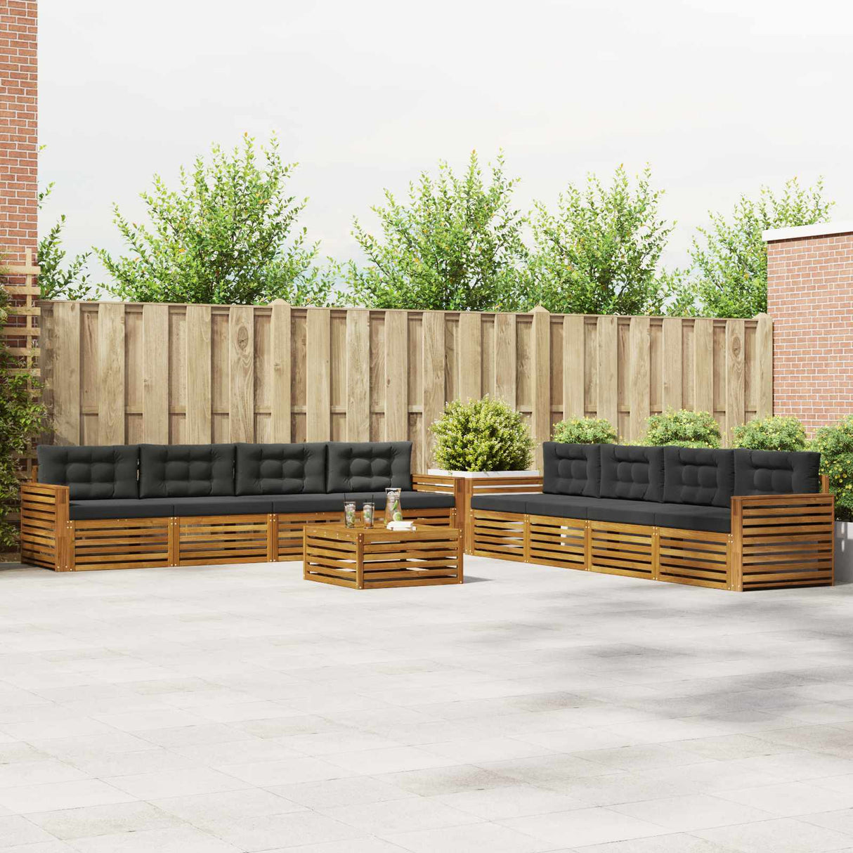 Outdoor Sofa Set 9 pcs Natural and Anthracite