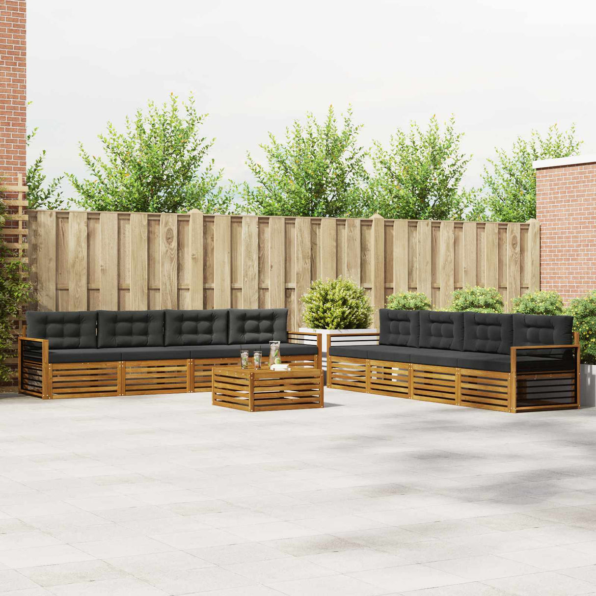 Outdoor Sofa Set 9 pcs Natural and Anthracite