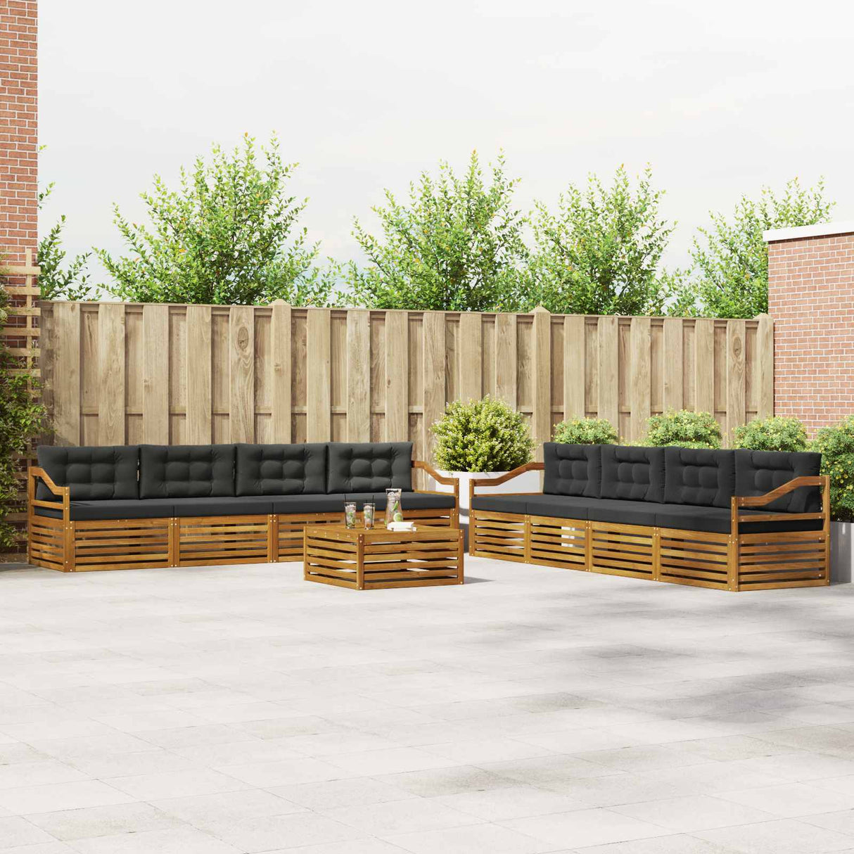 Outdoor Sofa Set 9 pcs Natural and Anthracite