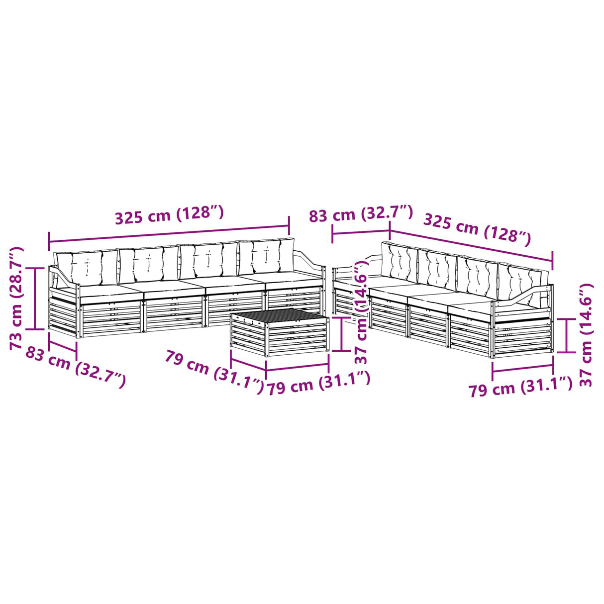 Outdoor Sofa Set with Cushion 9 pcs Natural and Anthracite