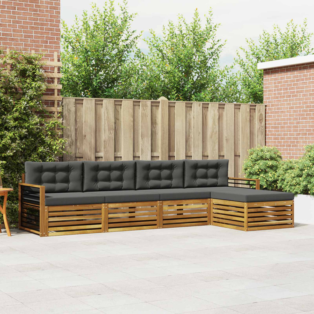 Outdoor Sofa Set with Cushion 5 pcs Natural and Anthracite