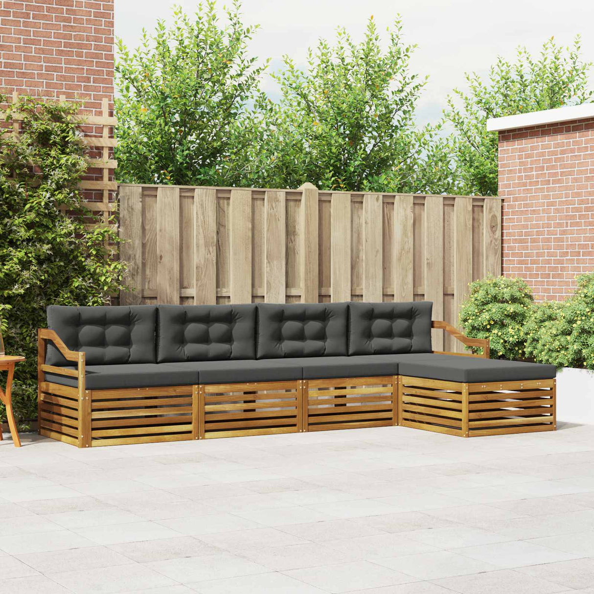 Outdoor Sofa Set 5 pcs Natural and Anthracite