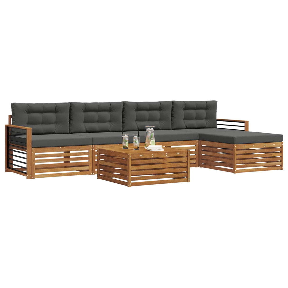 Outdoor Sofa Set 6 pcs Natural and Anthracite