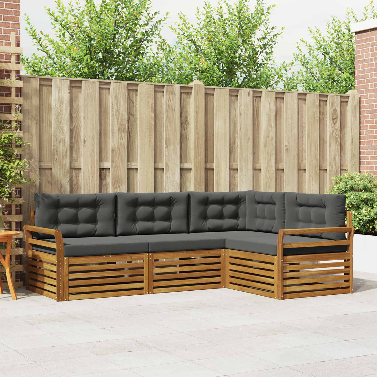 Outdoor Sofa Set 4 pcs Natural and Anthracite