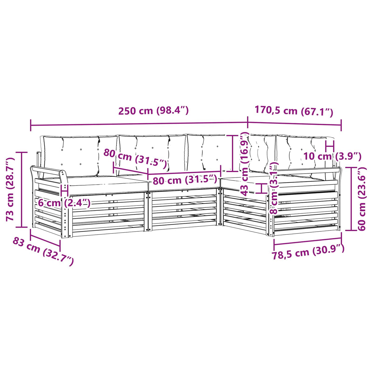 Outdoor Sofa Set 4 pcs Natural and Anthracite
