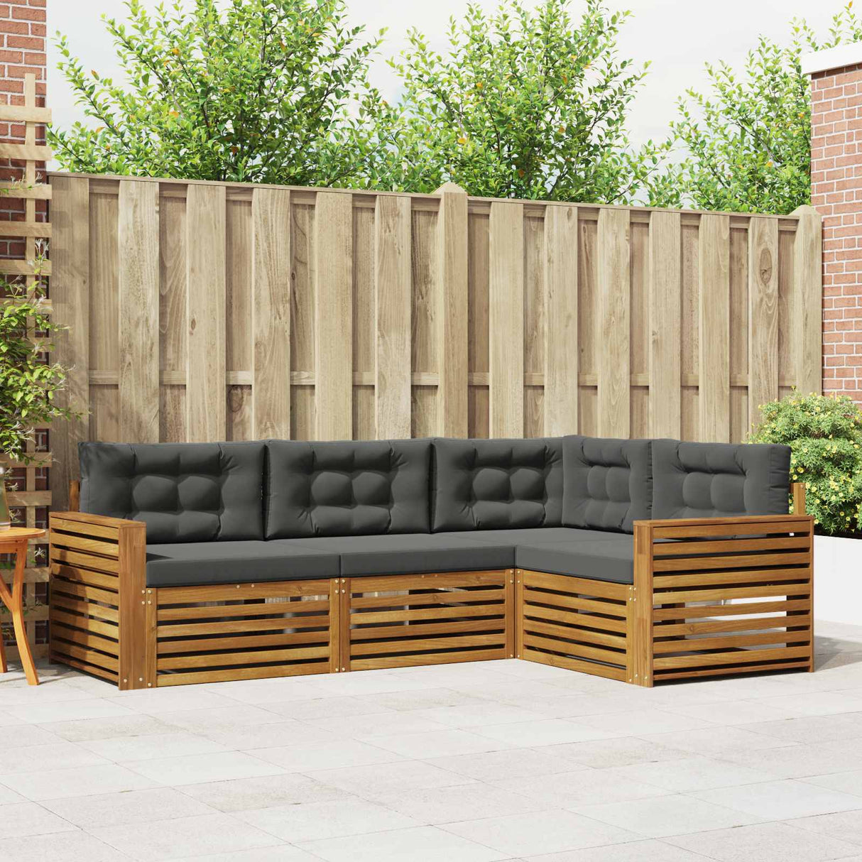 Outdoor Sofa Set 4 pcs Natural and Anthracite