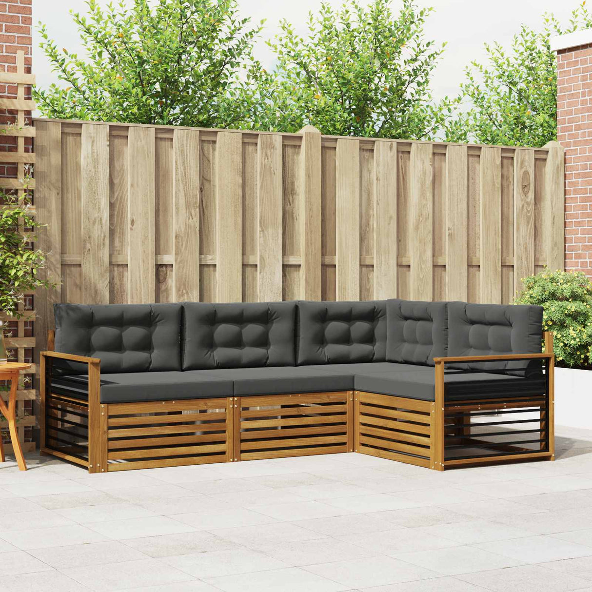 Outdoor Sofa Set 4 pcs Natural and Anthracite