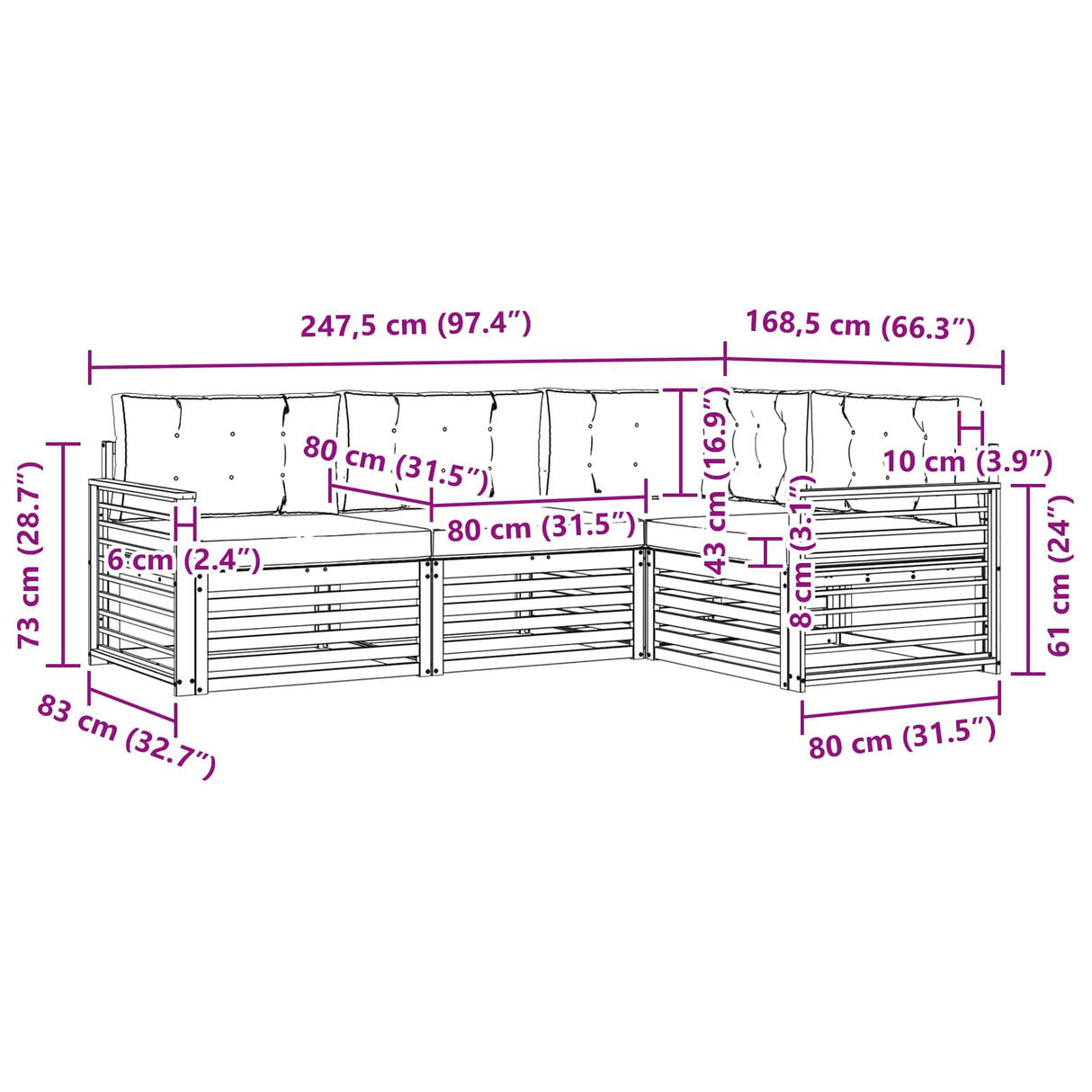 Outdoor Sofa Set with Cushion 4 pcs Natural and Anthracite