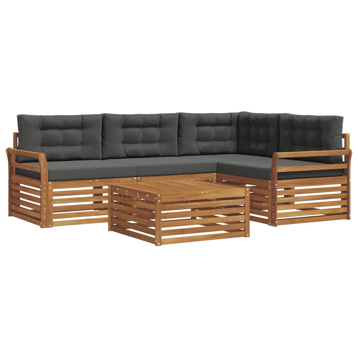 Outdoor Sofa Set 5 pcs Natural and Anthracite