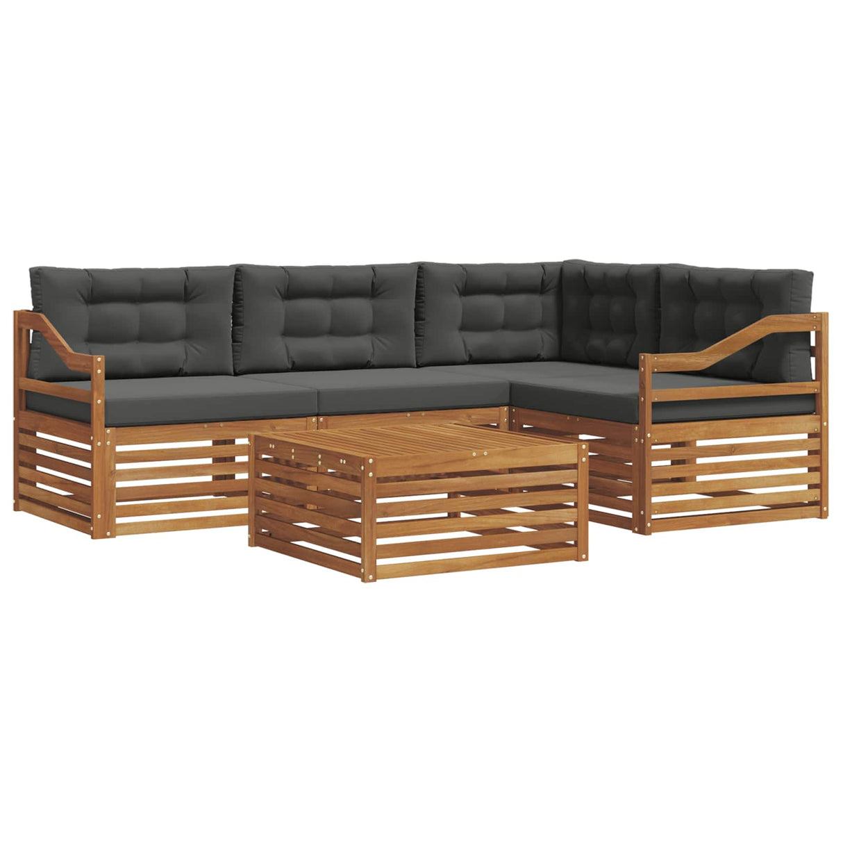 Outdoor Sofa Set with Cushion 5 pcs Natural and Anthracite