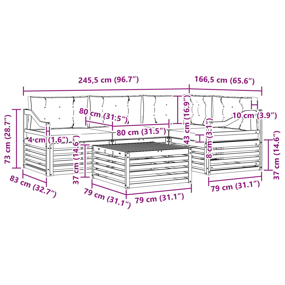 Outdoor Sofa Set with Cushion 5 pcs Natural and Anthracite