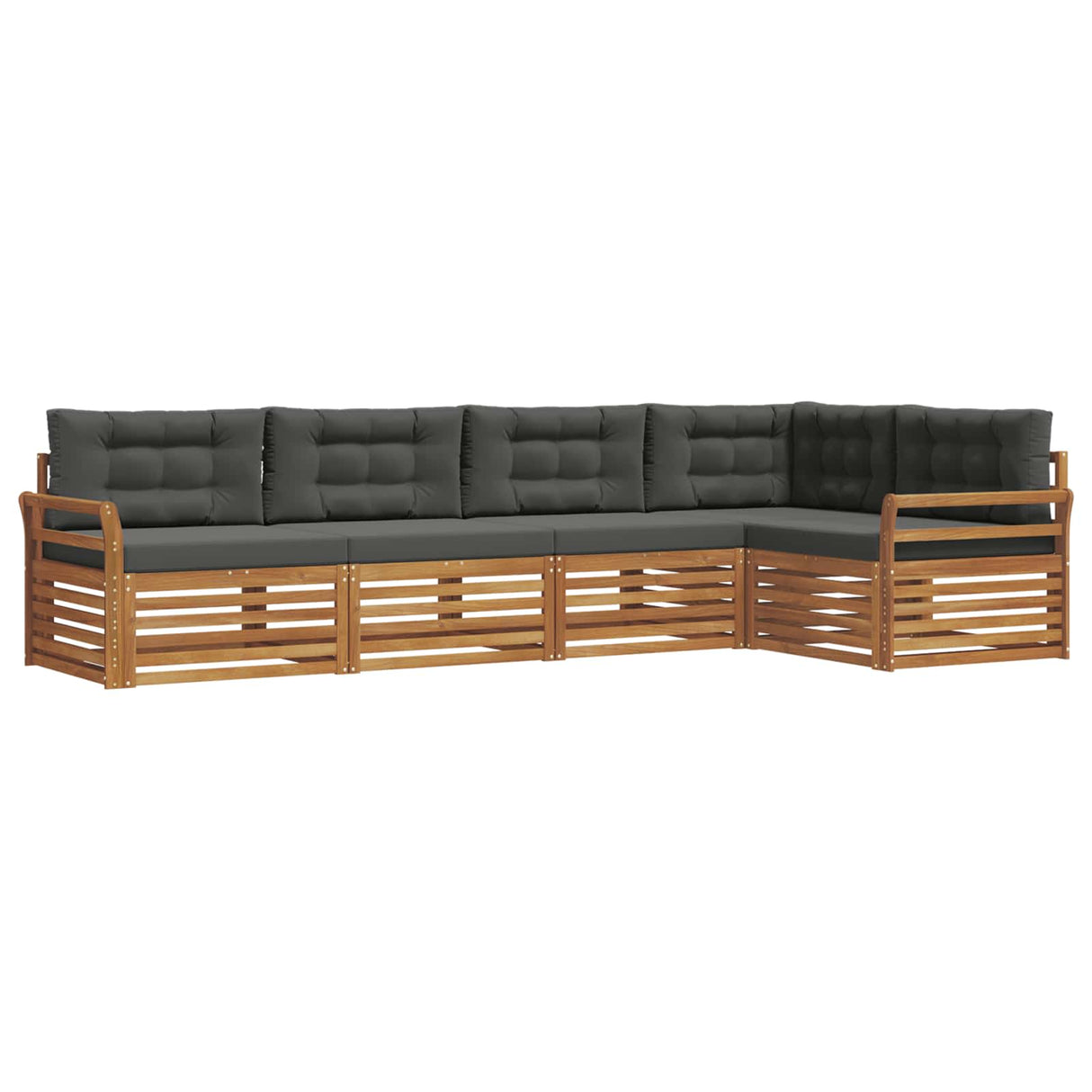 Outdoor Sofa Set with Cushion 5 pcs Natural and Anthracite