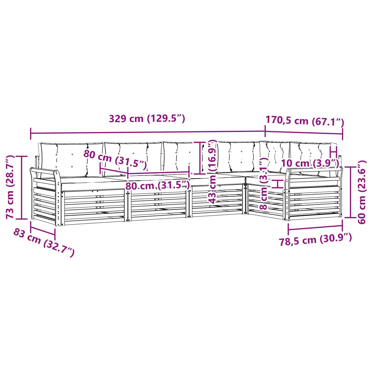 Outdoor Sofa Set 5 pcs Natural and Anthracite