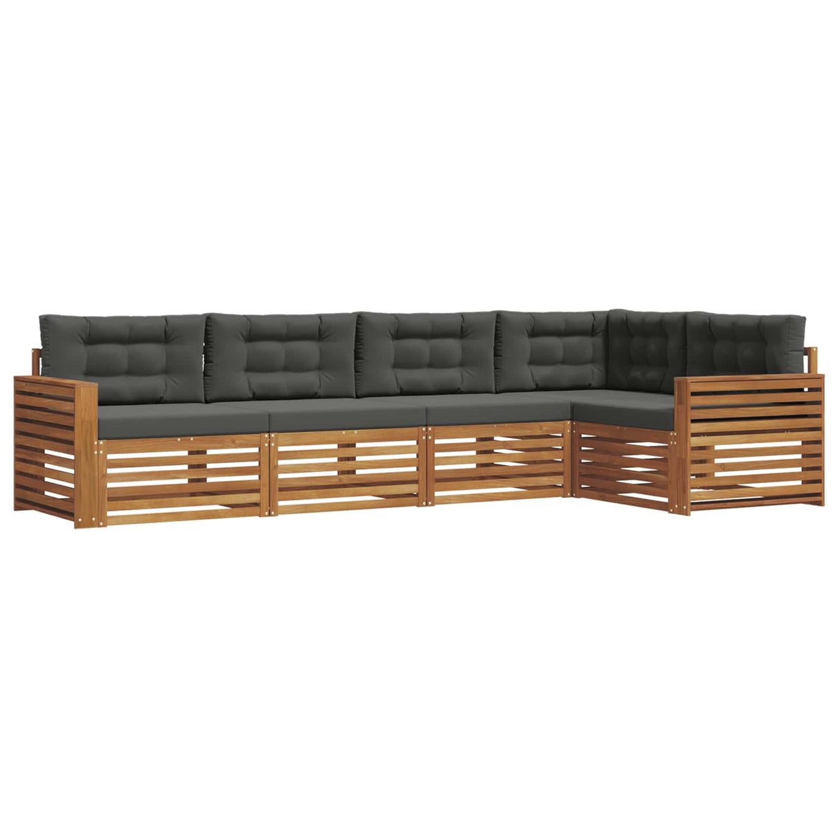 Outdoor Sofa Set with Cushion 5 pcs Natural and Anthracite