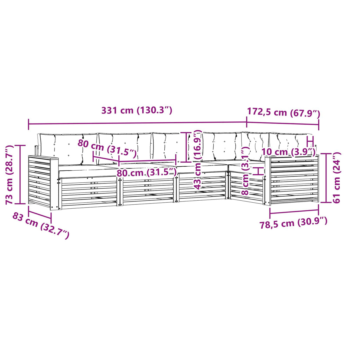 Outdoor Sofa Set 5 pcs Natural and Anthracite