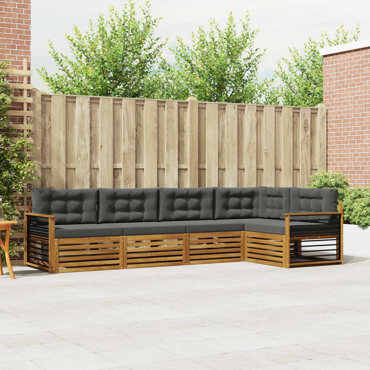 Outdoor Sofa Set 5 pcs Natural and Anthracite