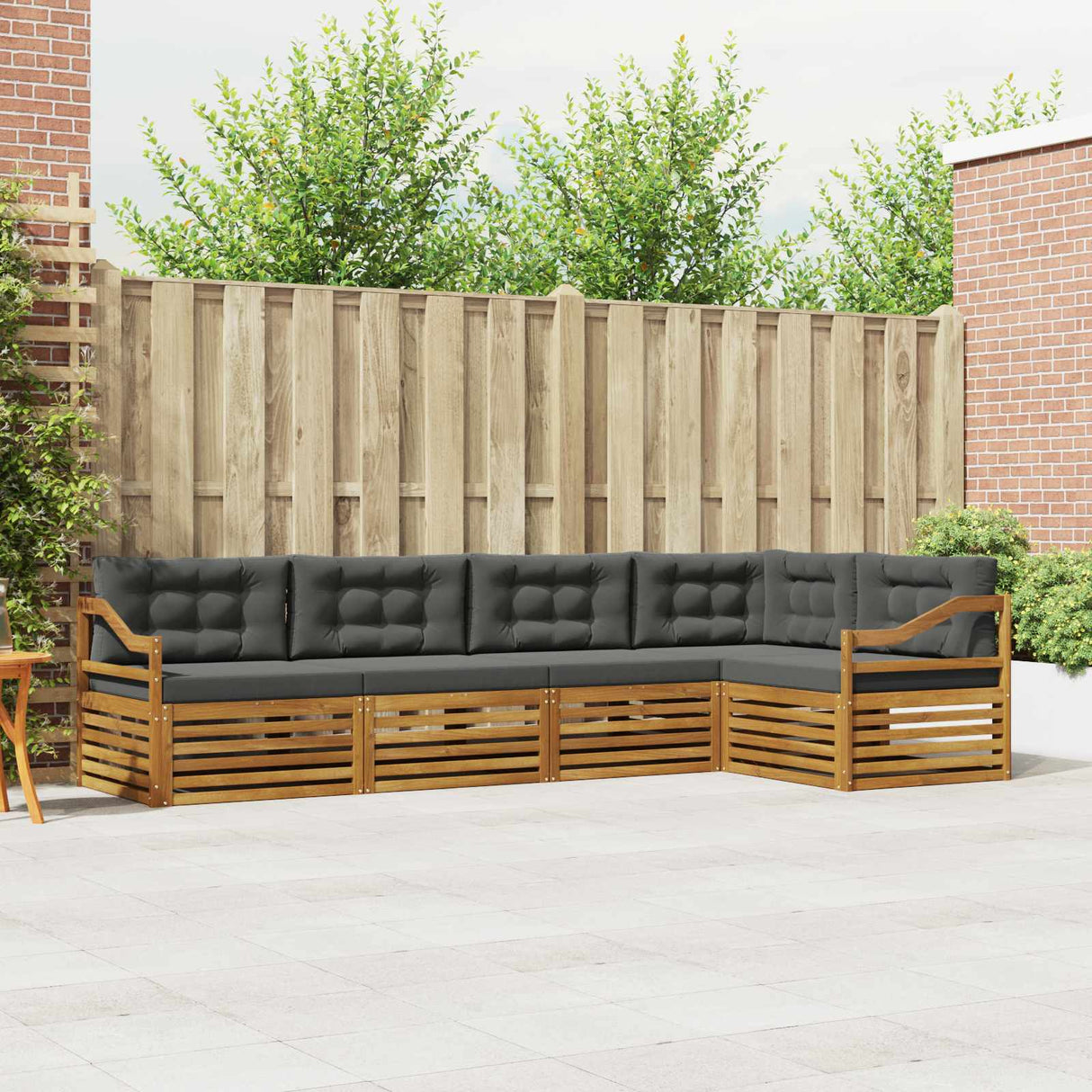 Outdoor Sofa Set with Cushion 5 pcs Natural and Anthracite