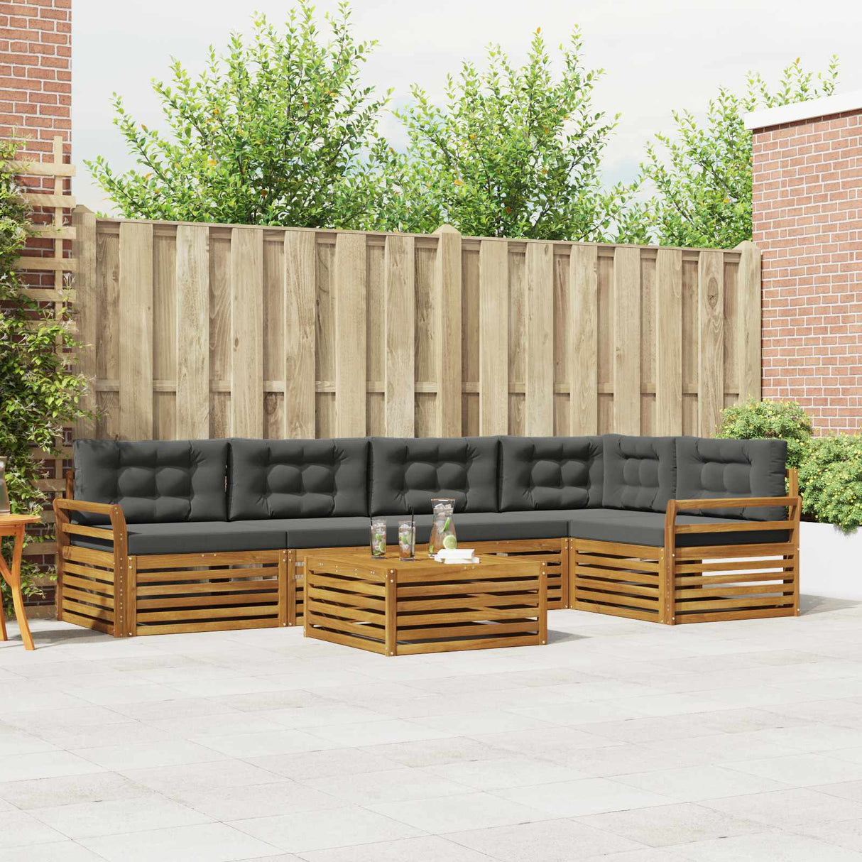 Outdoor Sofa Set 6 pcs Natural and Anthracite