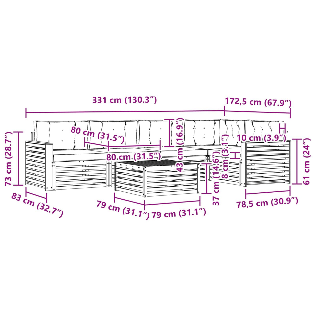 Outdoor Sofa Set with Cushion 6 pcs Natural and Anthracite