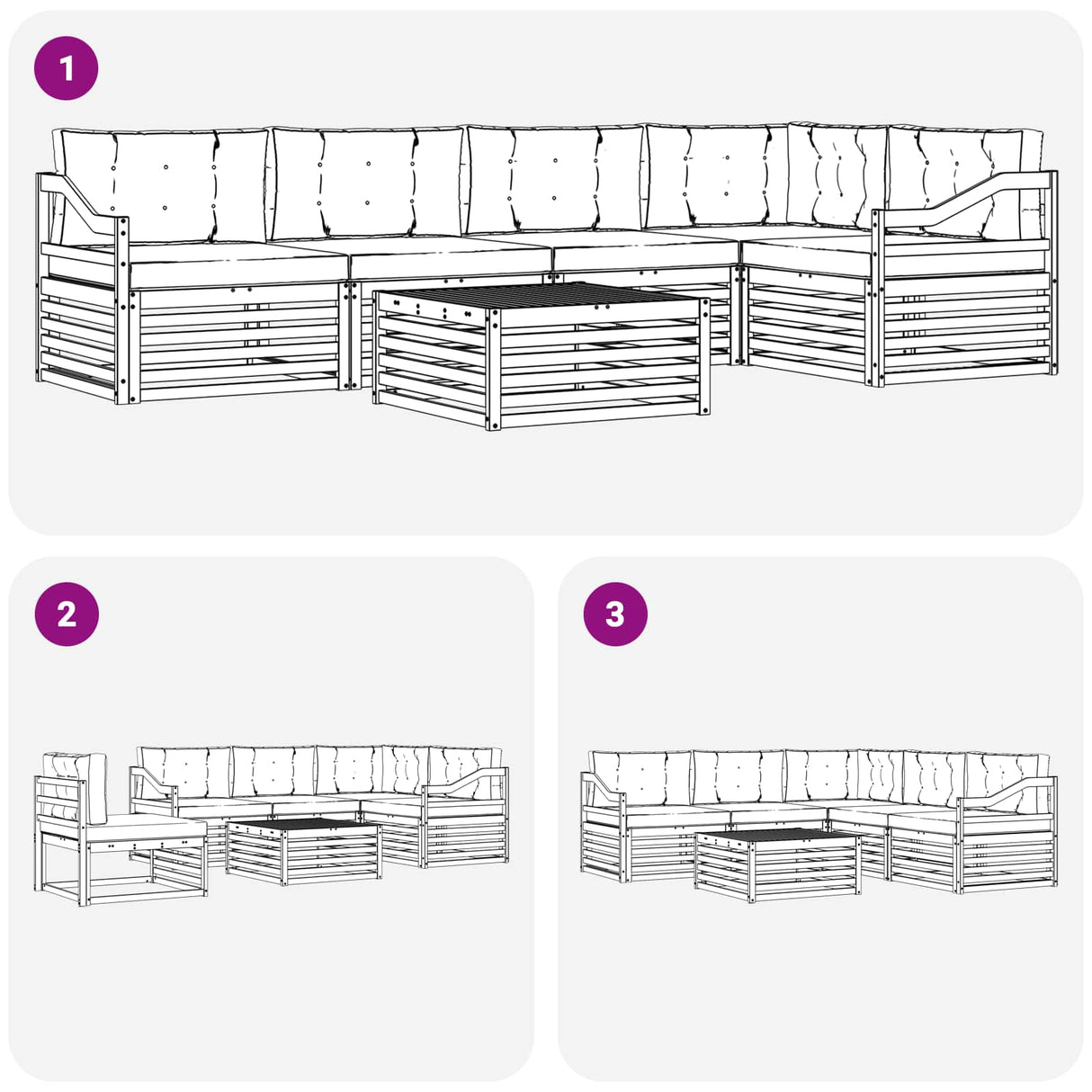 Outdoor Sofa Set with Cushion 6 pcs Natural and Anthracite