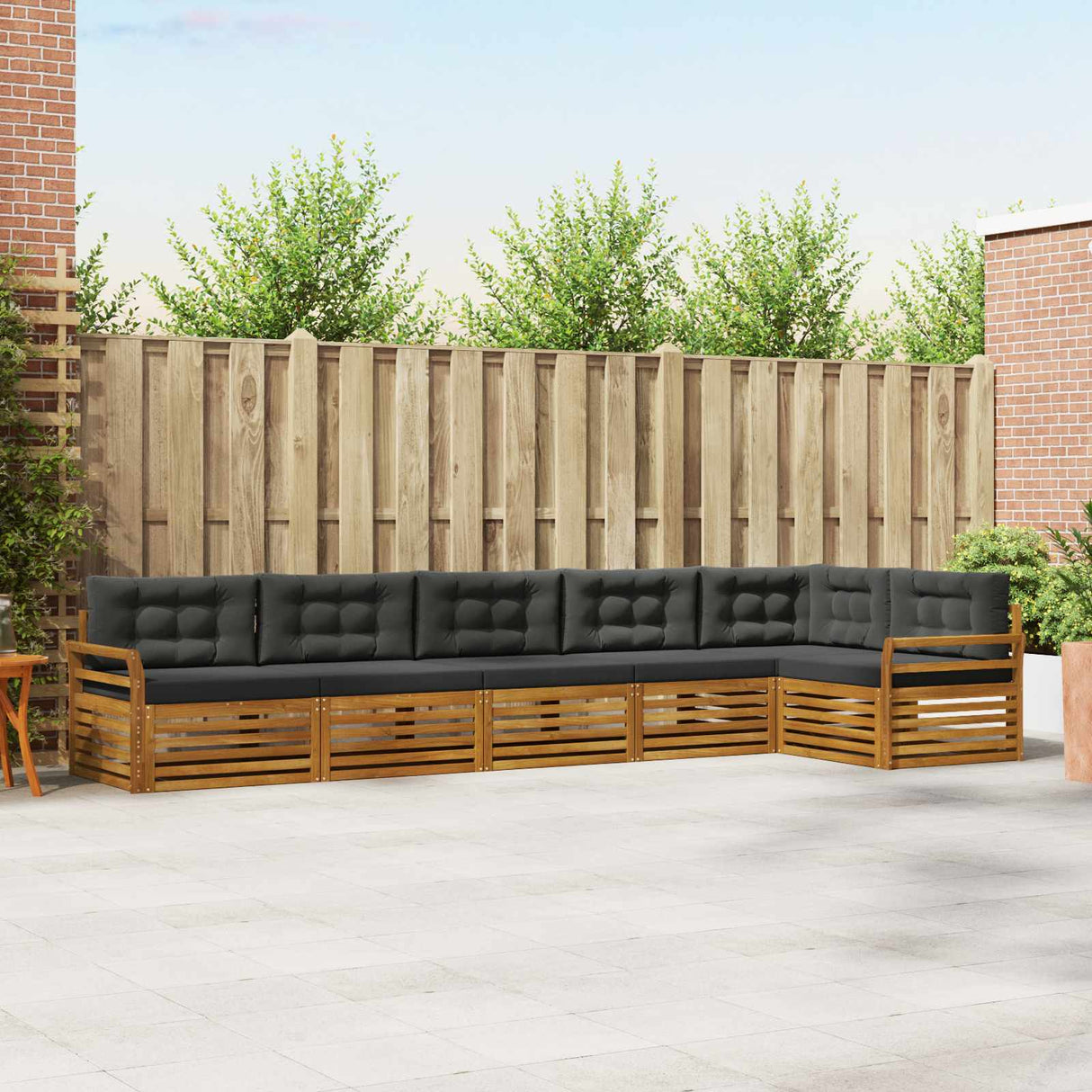 Outdoor Sofa Set 6 pcs Natural and Anthracite