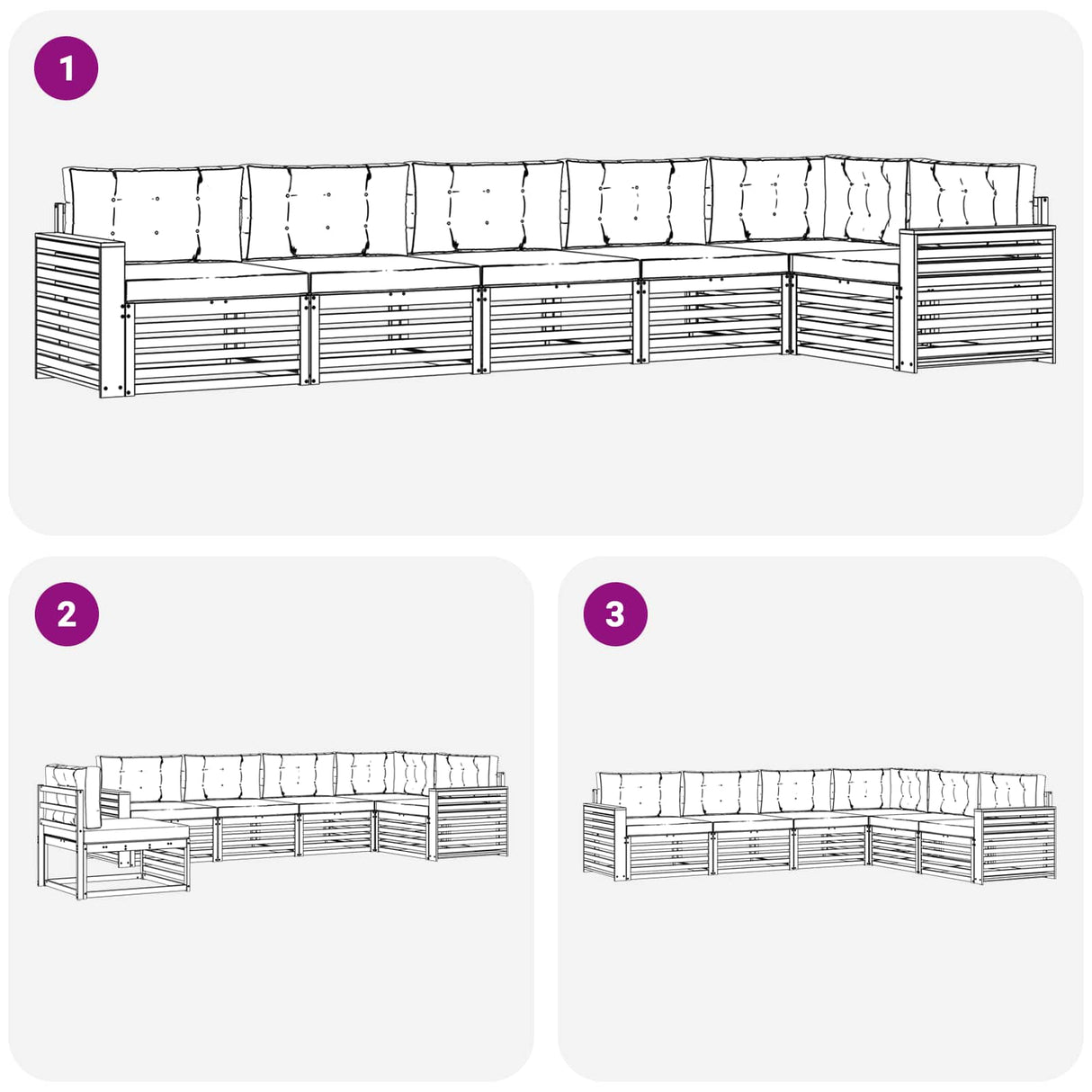 Outdoor Sofa Set 6 pcs Natural and Anthracite