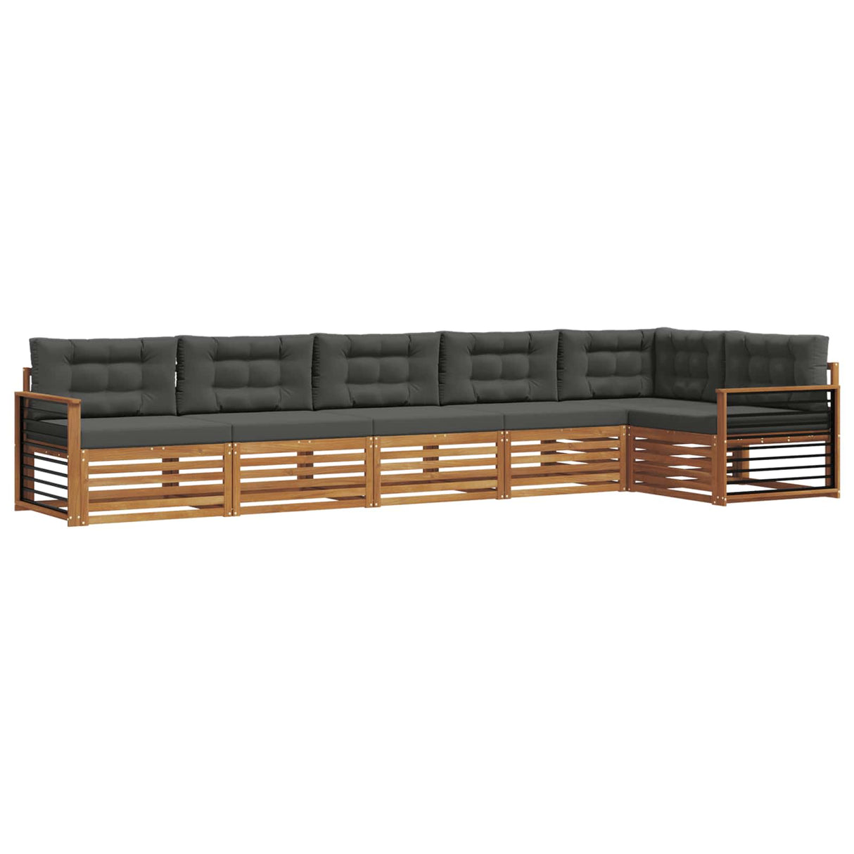 Outdoor Sofa Set with Cushion 6 pcs Natural and Anthracite
