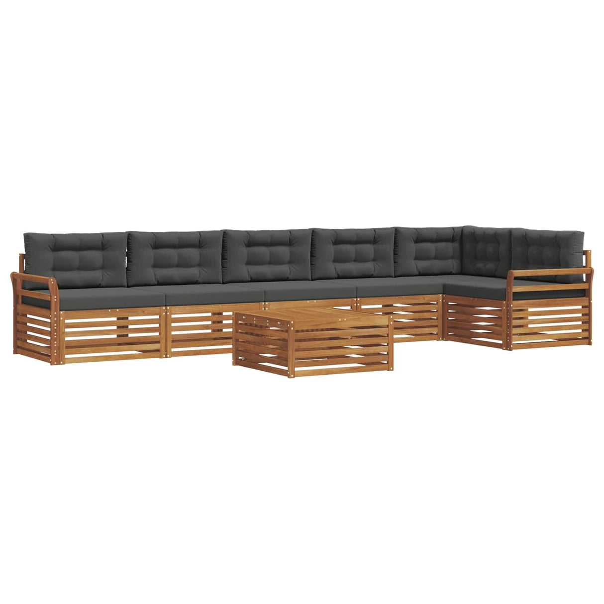 Outdoor Sofa Set with Cushion 7 pcs Natural and Anthracite