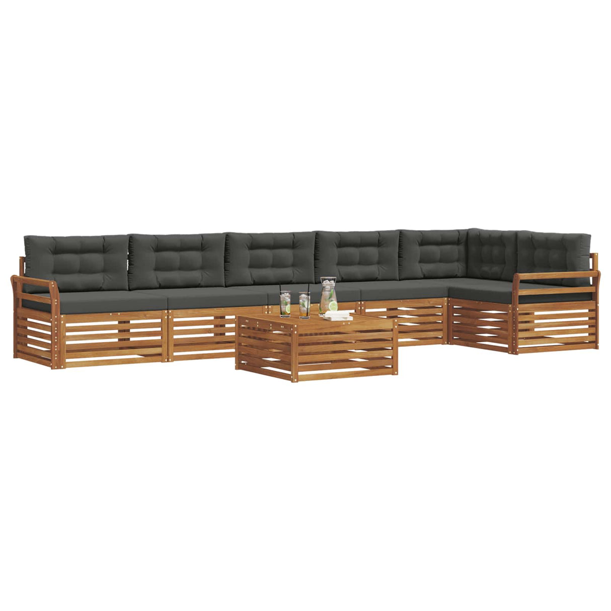 Outdoor Sofa Set 7 pcs Natural and Anthracite