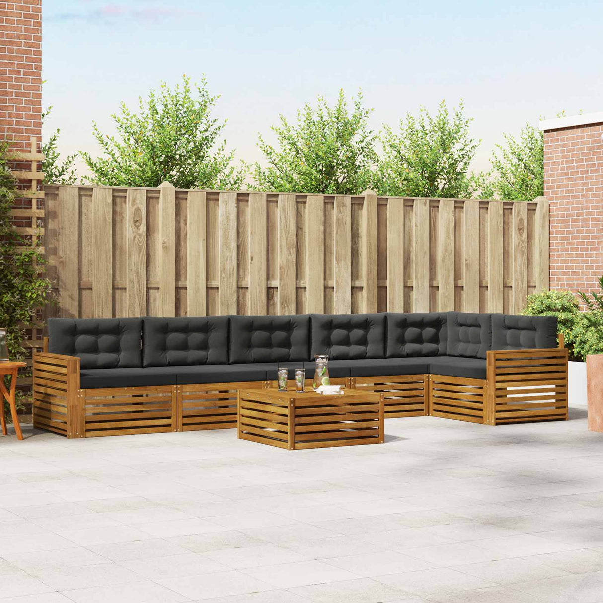 Outdoor Sofa Set 7 pcs Natural and Anthracite